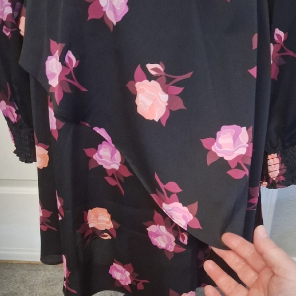 VSALE Kate Spade Black Dress with Pink Floral Design 14 NWT - Picture 9 of 12